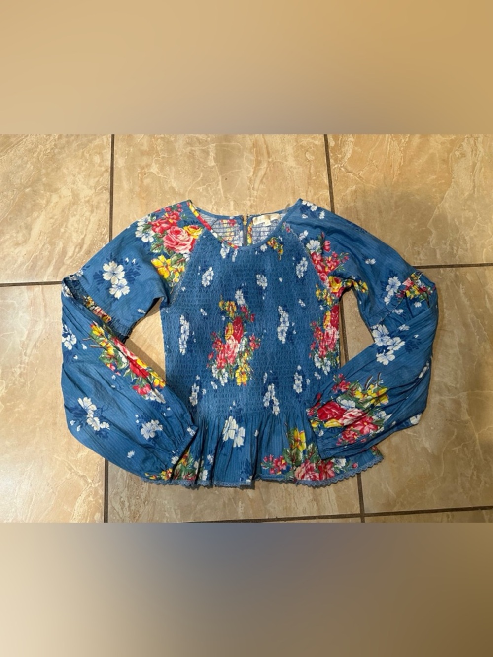 Floral Print LoveShackFancy Crew Neck Blouse Size S